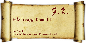 Fónagy Kamill névjegykártya